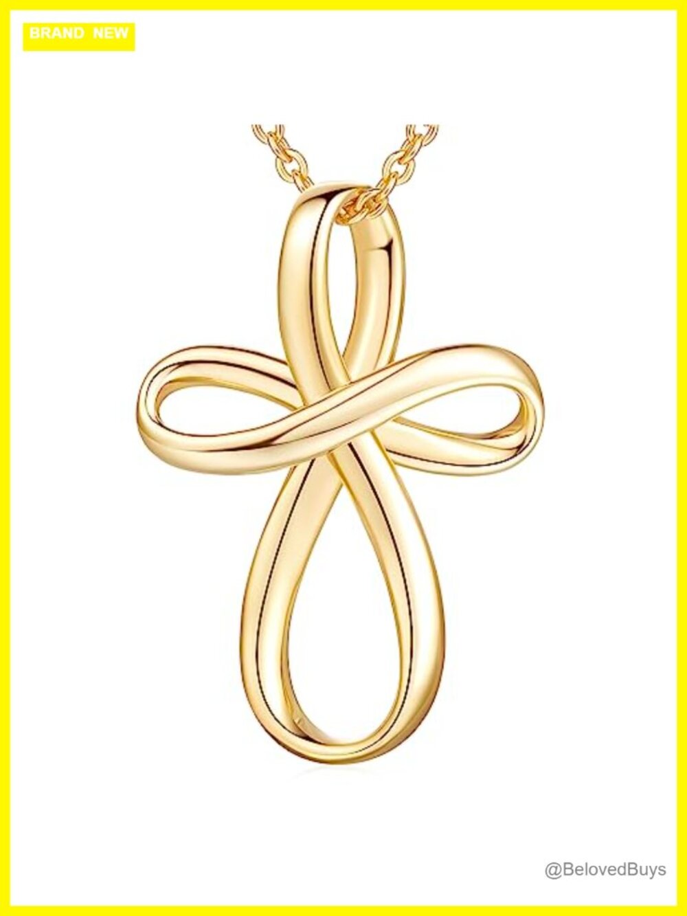 14K Gold Plated Cross Pendant Necklace O-Chain Lobster Clasp Adjustable